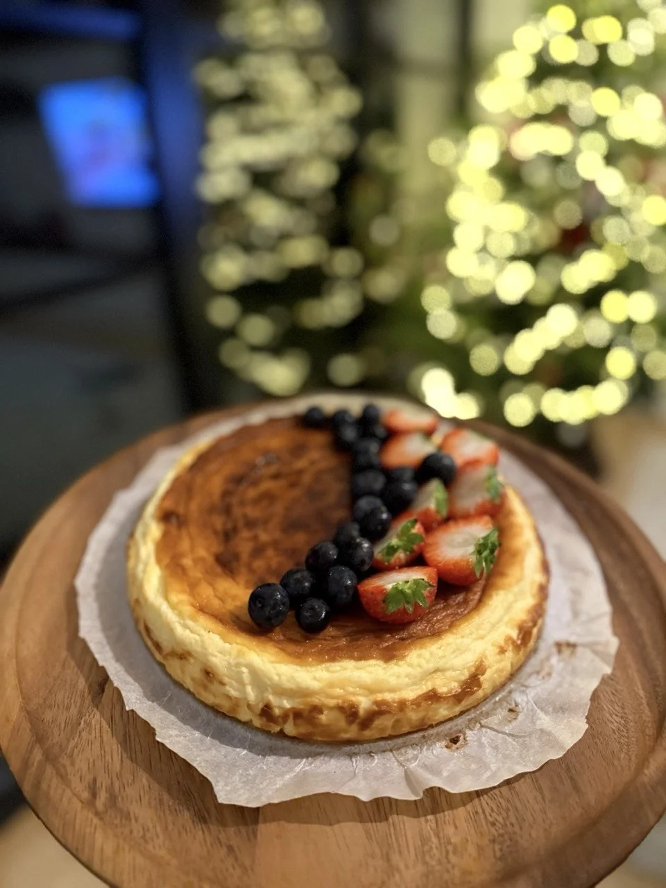 Artisanal San Sebastian burnt cheesecake with fresh berries Cambridge