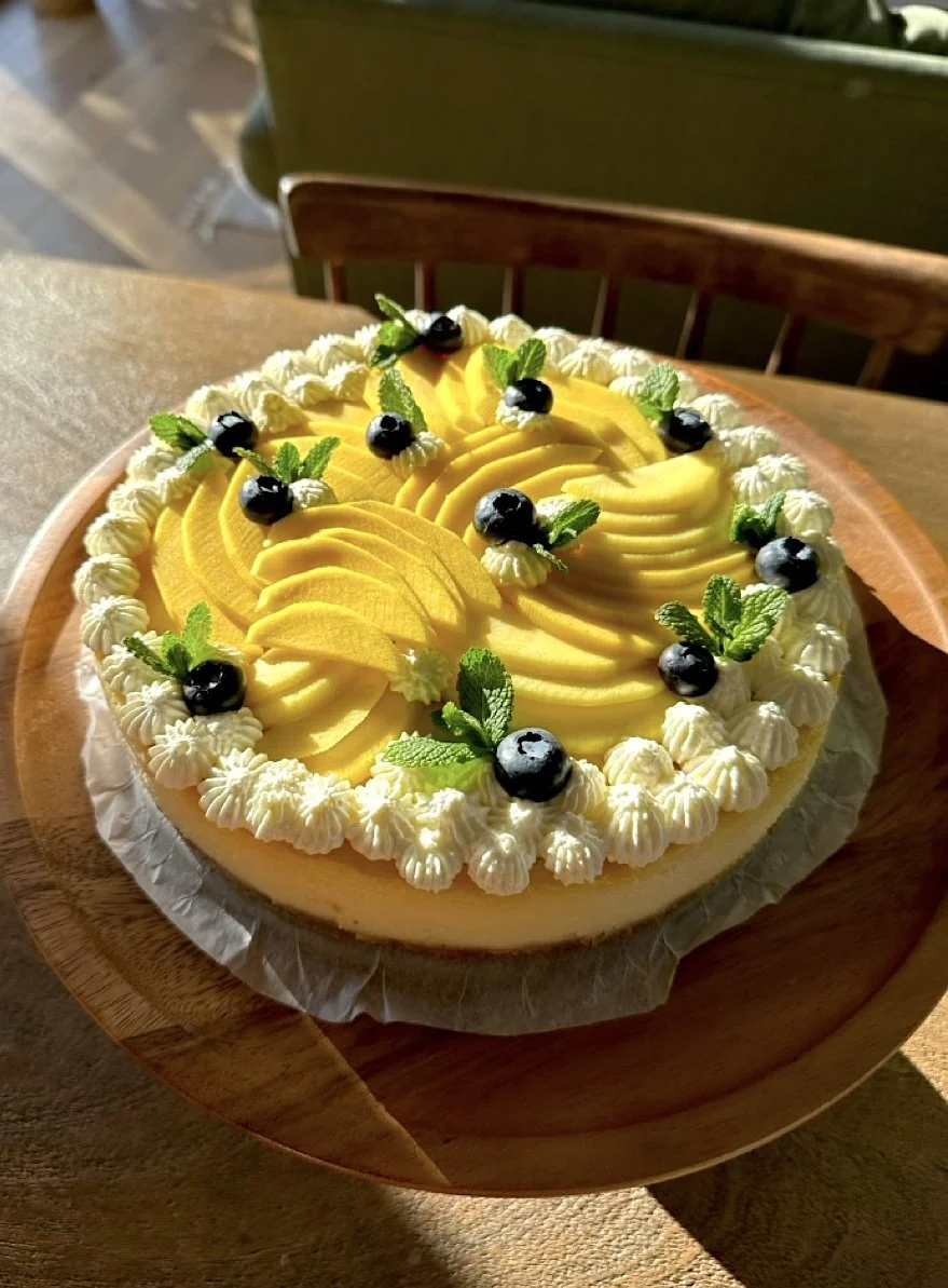 Tropical mango passionfruit artisan cheesecake Cambridge CB3